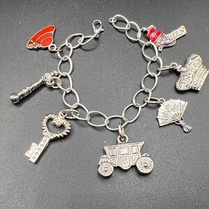 Vintage silver tone charm bracelet